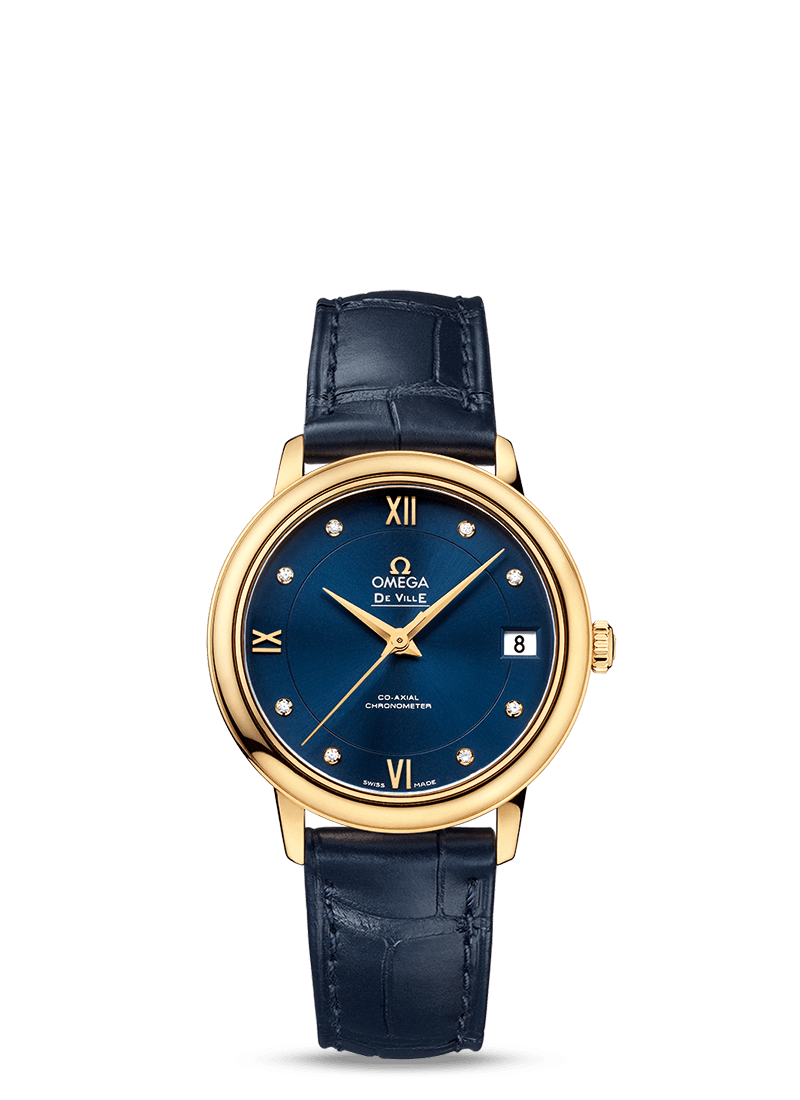 PRESTIGE CO-AXIAL 32.7 MM
 
 Yellow gold on leather strap