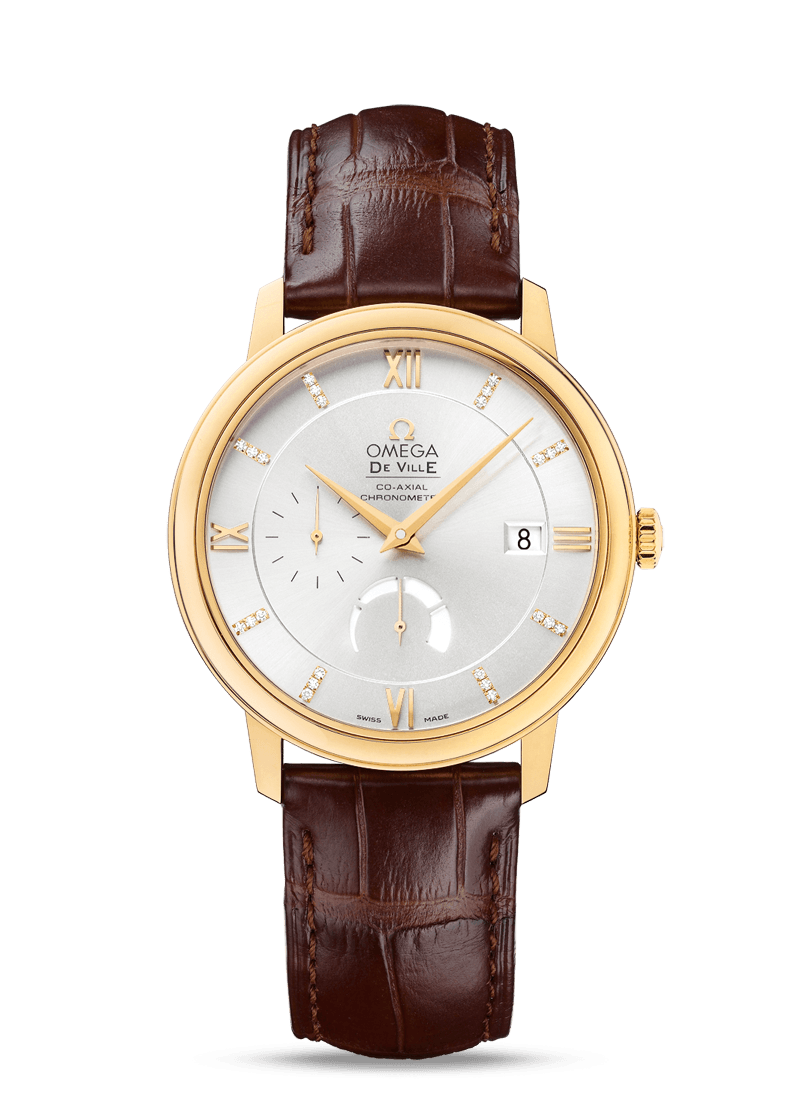 PRESTIGE CO-AXIAL POWER RESERVE 39.5 MM
 
 Yellow gold on leather strap