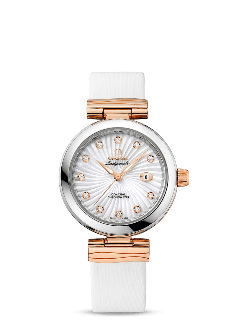 LADYMATIC OMEGA CO-AXIAL 34 MM
 
 Steel - red gold on leather strap