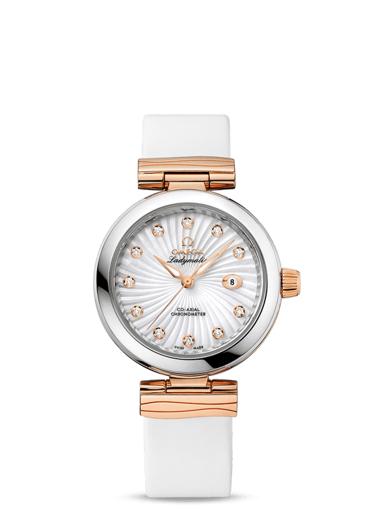 LADYMATIC OMEGA CO-AXIAL 34 MM
 
 Steel - red gold on leather strap