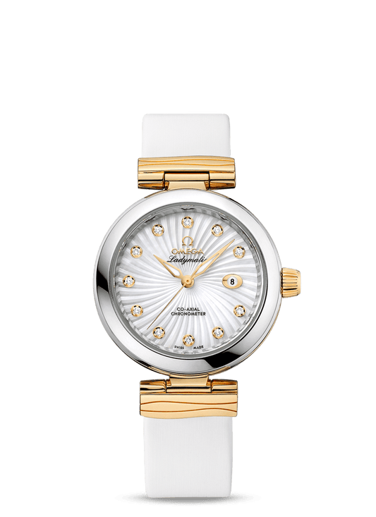 LADYMATIC OMEGA CO-AXIAL 34 MM
 
 Steel - yellow gold on leather strap