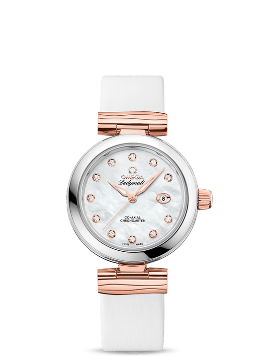 LADYMATIC OMEGA CO-AXIAL 34 MM
 
 Steel - Sedna Gold on leather strap