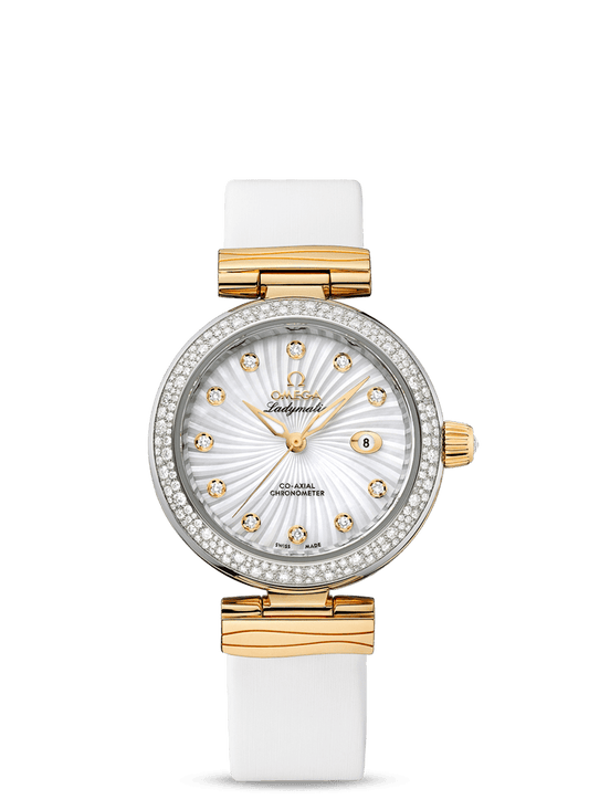 LADYMATIC OMEGA CO-AXIAL 34 MM
 
 Steel - yellow gold on leather strap