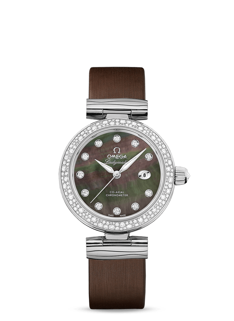 LADYMATIC OMEGA CO-AXIAL 34 MM
 
 Steel on leather strap