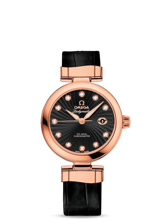 LADYMATIC OMEGA CO-AXIAL 34 MM
 
 Red gold on leather strap