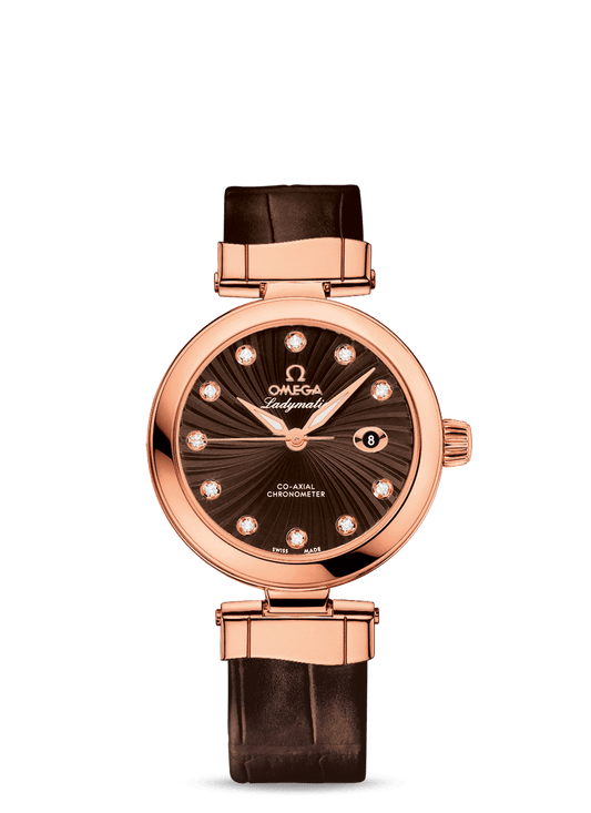 LADYMATIC OMEGA CO-AXIAL 34 MM
 
 Red gold on leather strap