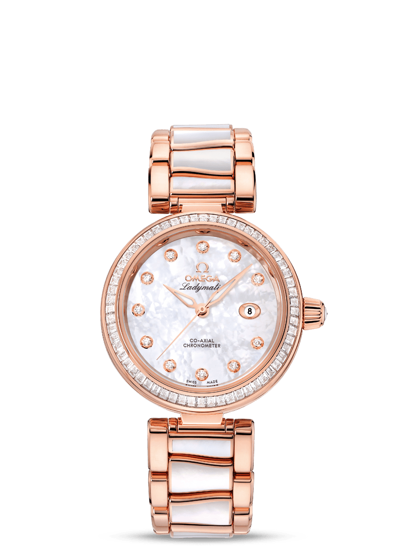 LADYMATIC OMEGA CO-AXIAL 34 MM
 
 Sedna gold on Sedna gold - White mother-of-pearl