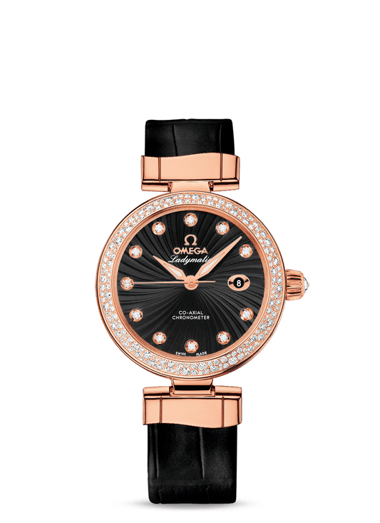 LADYMATIC OMEGA CO-AXIAL 34 MM
 
 Red gold on leather strap