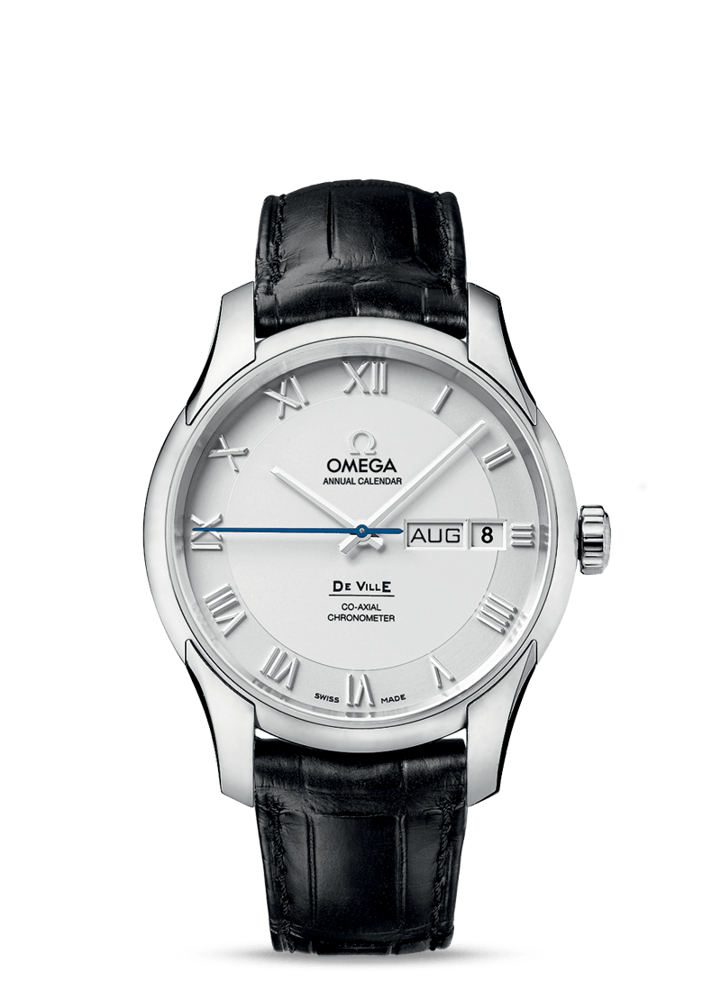 DE VILLE OMEGA CO-AXIAL ANNUAL CALENDAR 41 MM
 
 Steel on leather strap