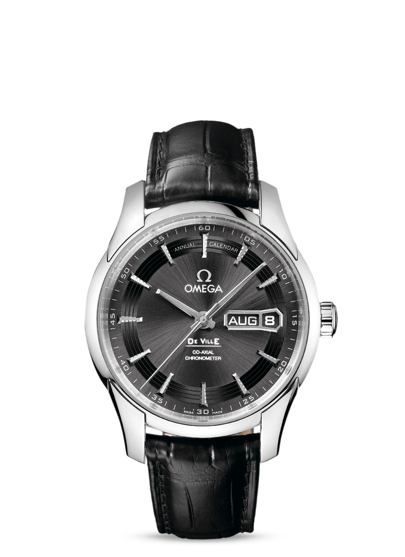 HOUR VISION OMEGA CO-AXIAL ANNUAL CALENDAR 41 MM
 
 Steel on leather strap