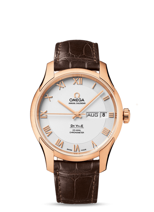 DE VILLE OMEGA CO-AXIAL ANNUAL CALENDAR 41 MM
 
 Red gold on leather strap