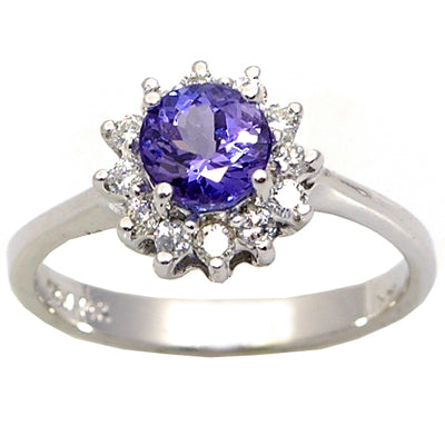 Gold TANZANITE and Diamond Ring