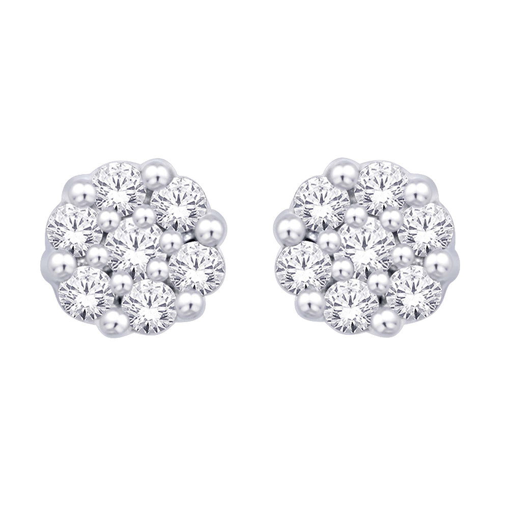 14K Yellow Gold 1/3 Ct.tw. Diamond Flower Studs Earring
