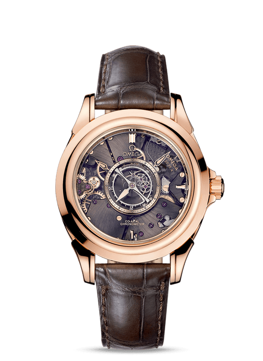 TOURBILLON CO-AXIAL NUMBERED EDITION 38.7 MM
 
 Red gold on leather strap