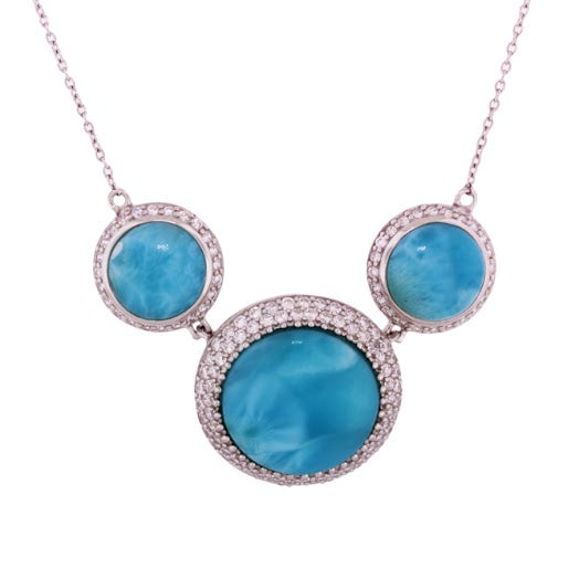 Beautiful Larimar Necklace in Sterling Silver