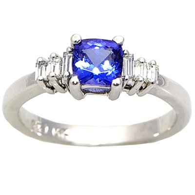 Gold TANZANITE and Diamond Ring