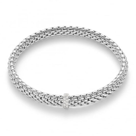 Fope Flex'it Vendome 18ct White Gold Bracelet With Diamond Set Rondel