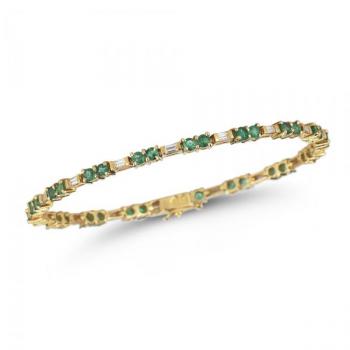 4.03 ct Tennis Bracelet With Baguettes & Emerald Bracelets