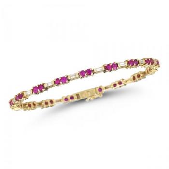 4.50 ct Rubbies with Baguettes Diamonds Bracelet