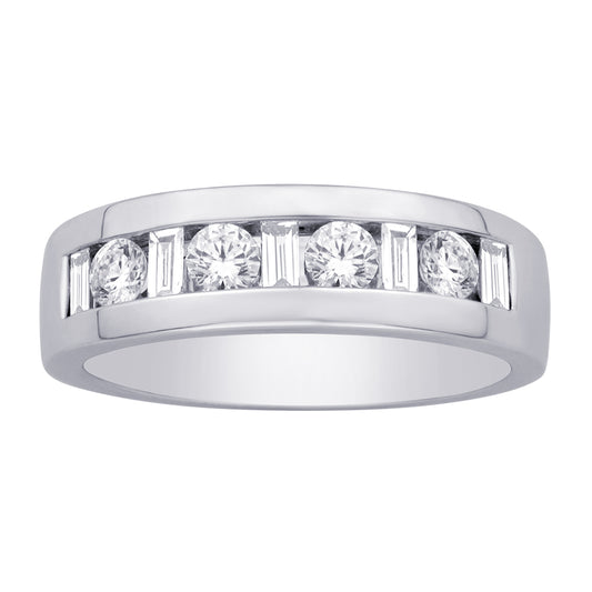 14K White Gold 1 ct.tw. Diamond Machine Band