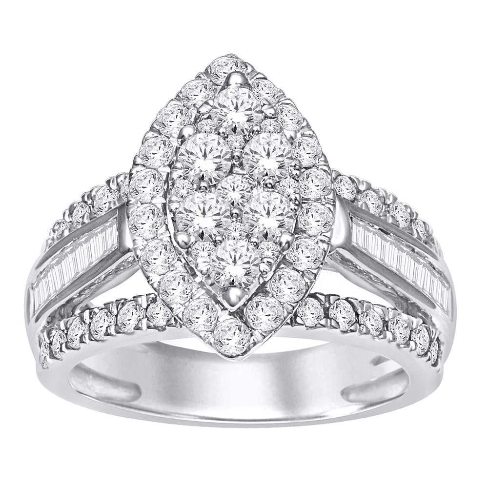 14K White Gold 3 ct.tw. Diamond Engagement Ring