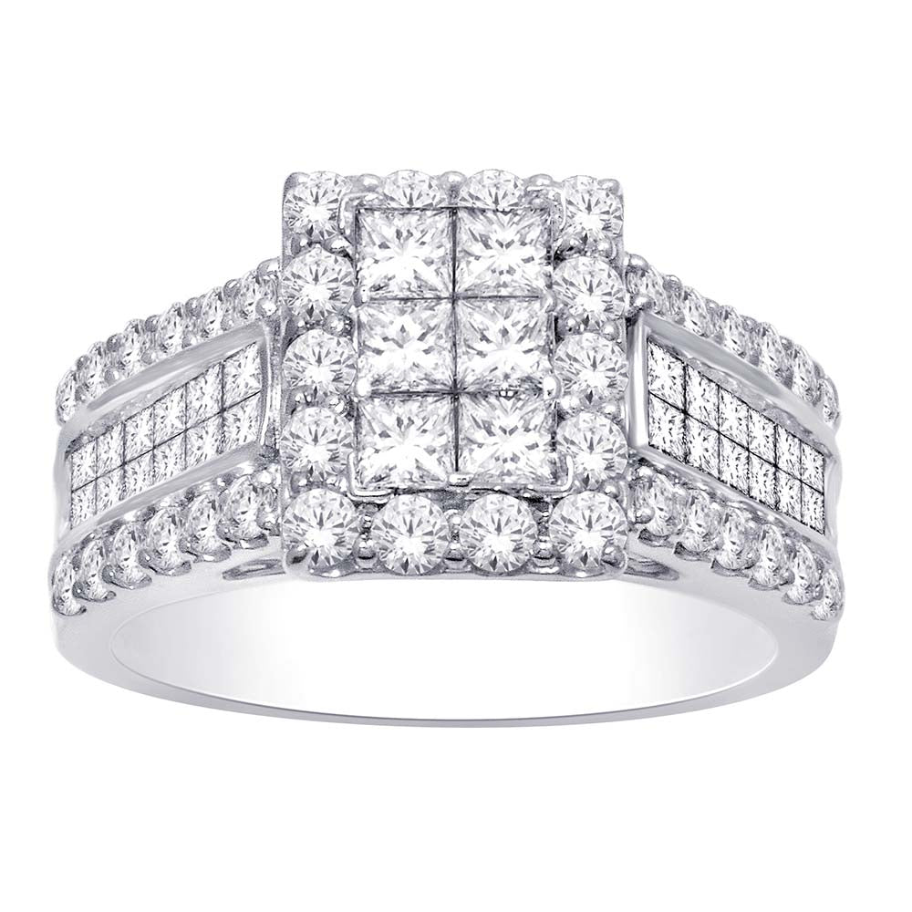 14K White Gold 2 ct.tw. Diamond Head Ring