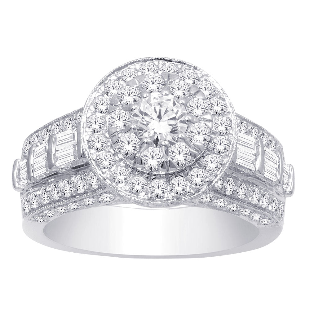 14K White Gold 2 Ct.tw. Diamond Bridal Ring