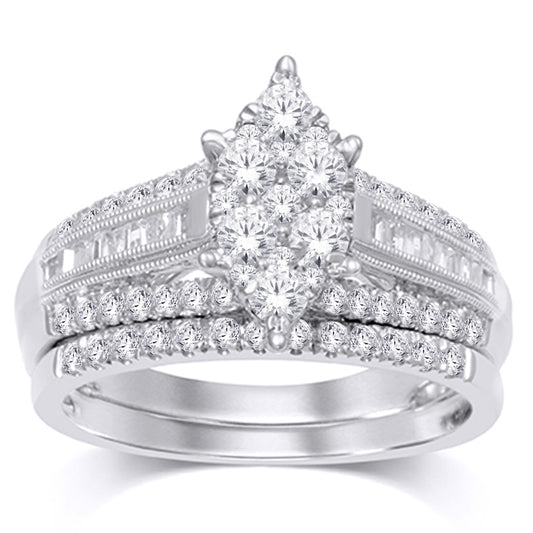 14K White Gold 1 Ct.tw. Diamond Bridal Ring