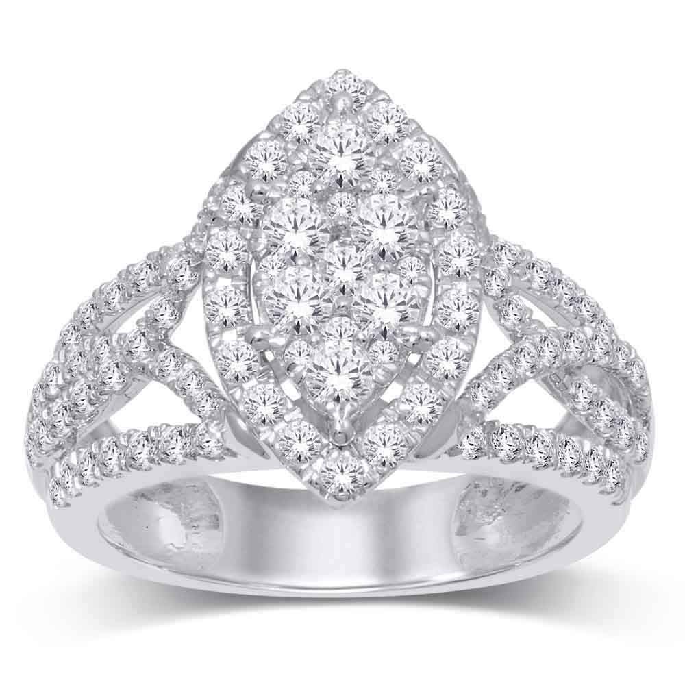 14K White Gold 1 1/2 Ct.tw. Diamond Engagement Ring