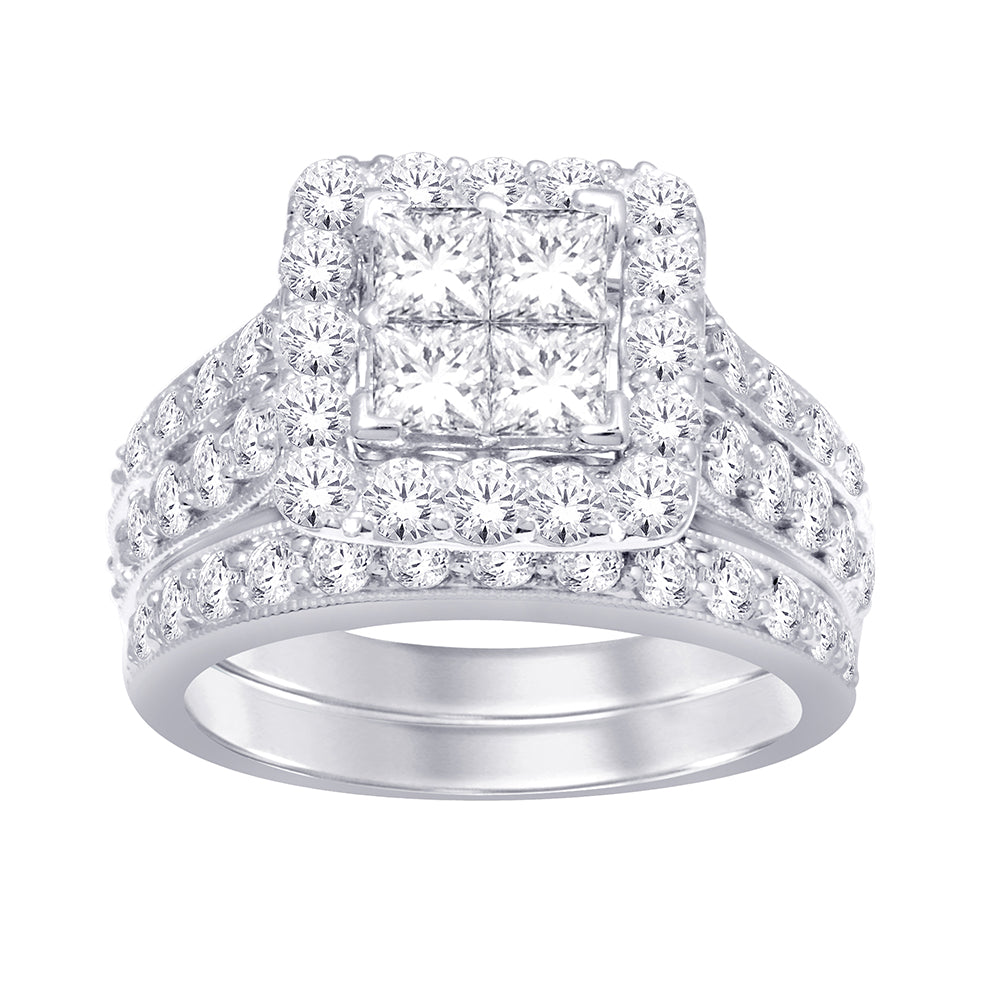 14K White Gold 3 1/4 ct.tw. Diamond Bridal Ring