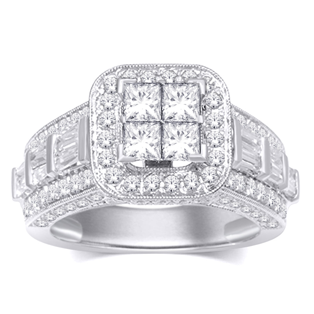 14K White Gold 2 1/2 Ct.tw. Diamond Engagement Ring