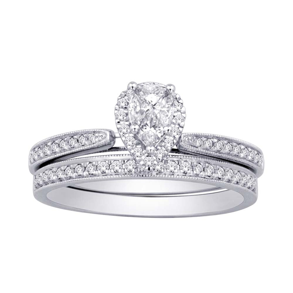 14K White Gold 1/2 Ct.tw.Diamond Bridal Invisible Ring