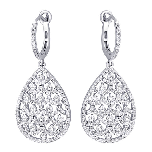 14K White Gold 1 5/8 ct.tw. Diamond Dangle Earrings