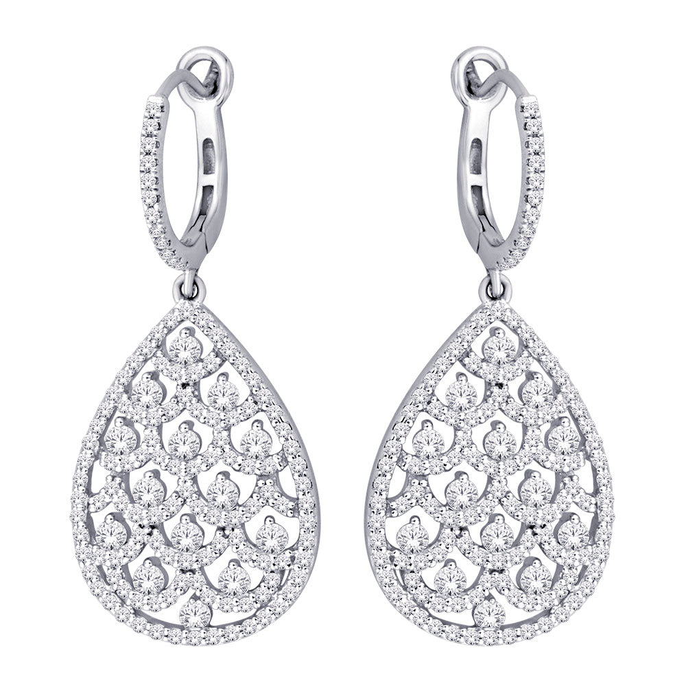 14K White Gold 1 5/8 ct.tw. Diamond Dangle Earrings