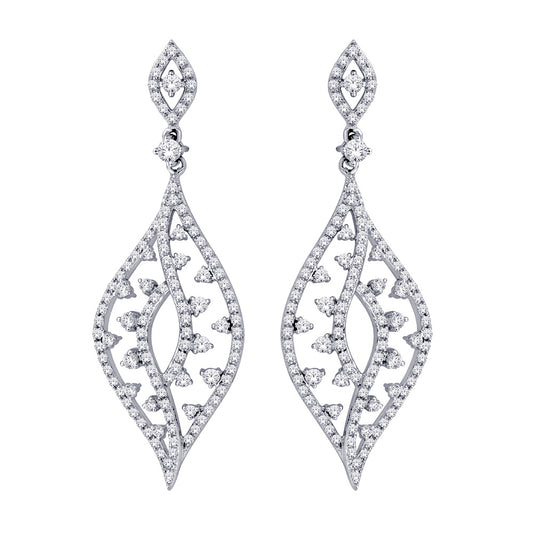 14K White Gold 1 ct.tw. Diamond Dangle Earrings
