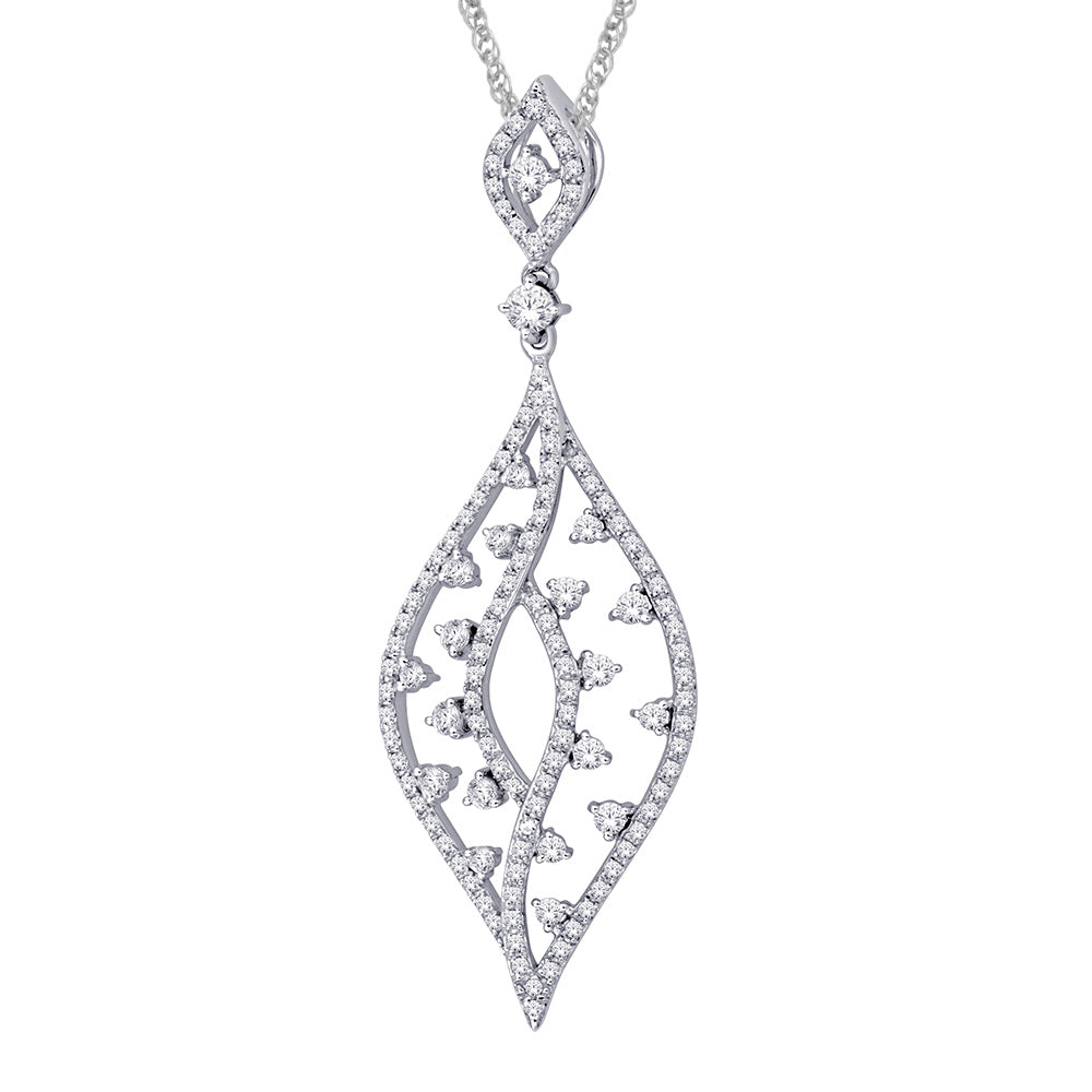 14K White Gold 3/5 ct.tw. Diamond Dangle Pendant