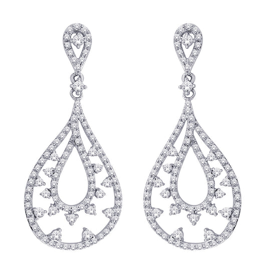 14K White Gold 3/4 ct.tw. Diamond Dangle Earrings
