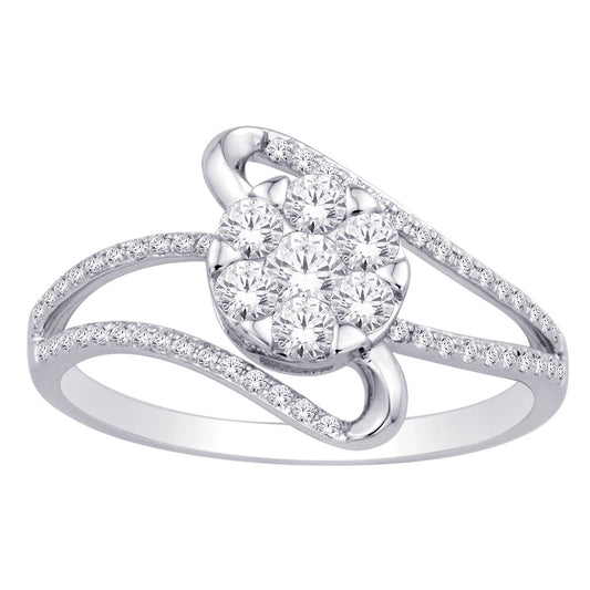 14K White Gold 1/2 ct.tw. Diamond Fashion Ring