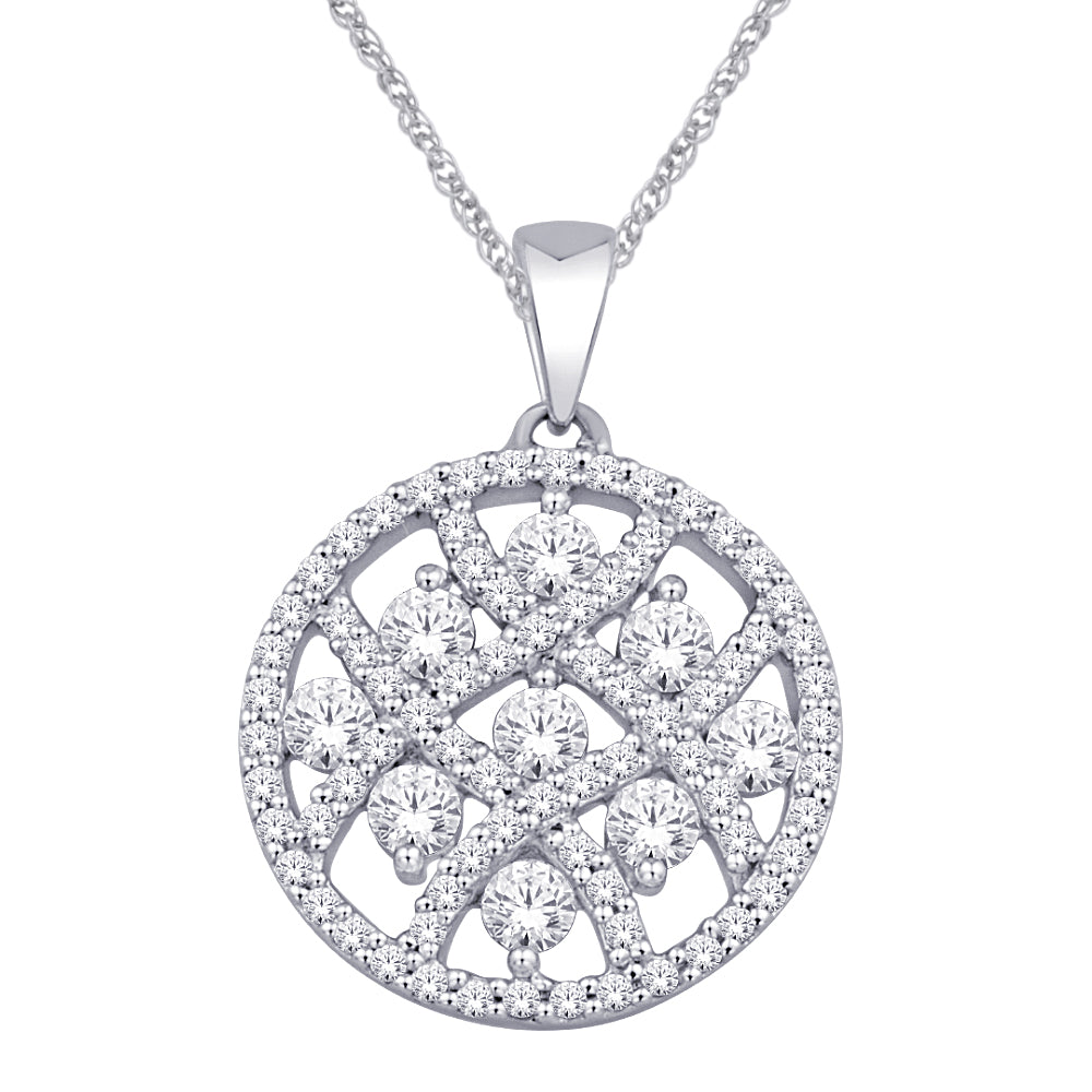 14K White Gold 3/4 ct.tw. Diamond Fashion Pendant