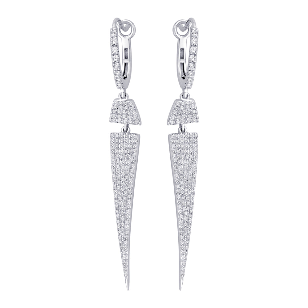 14K White Gold 3/5 ct.tw. Diamond Dangle Earrings