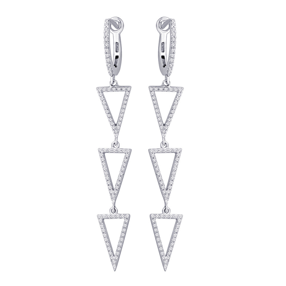 14K White Gold 1/2 ct.tw. Diamond Dangle Earrings