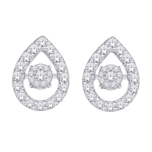 14K White Gold Dancing Diamond Earring