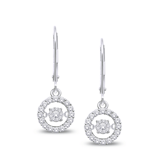 14K White Gold Dancing Diamond Earring