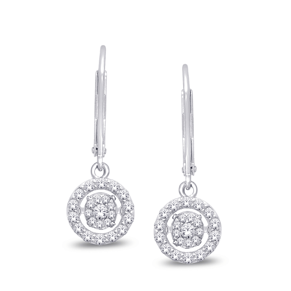 14K White Gold Dancing Diamond Earring