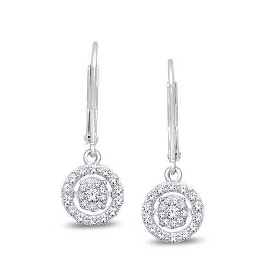 14K White Gold Dancing Diamond Earring