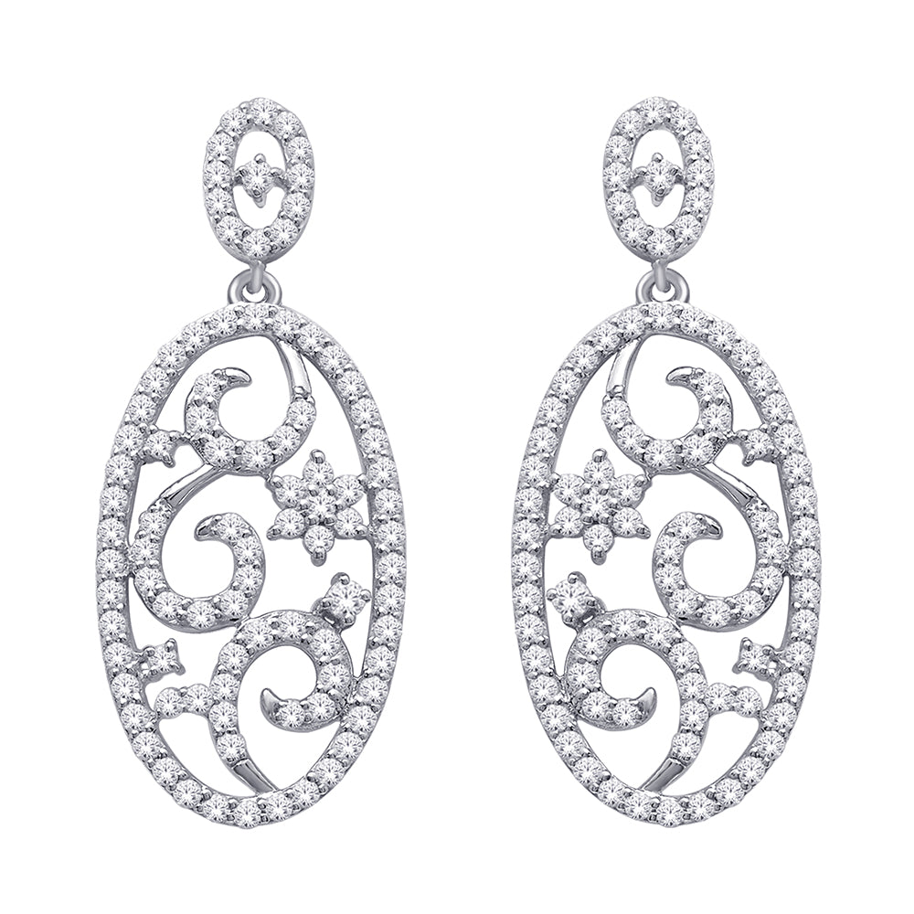 14K White Gold 1 1/4 ct.tw. Diamond Fashion Earrings