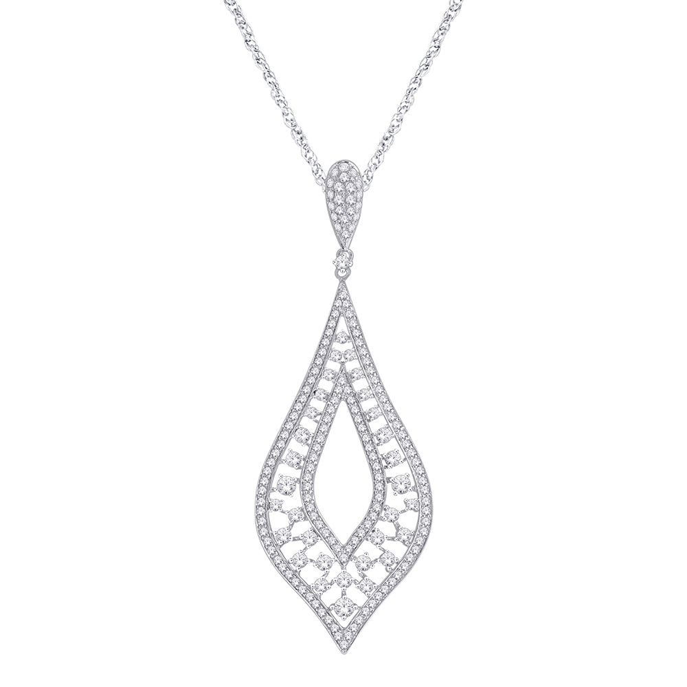 14K White Gold 1 3/4 ct.tw. Diamond Dangle Pendant