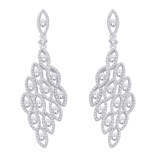14K White Gold 2 1/6 ct.tw. Diamond Dangle Earrings