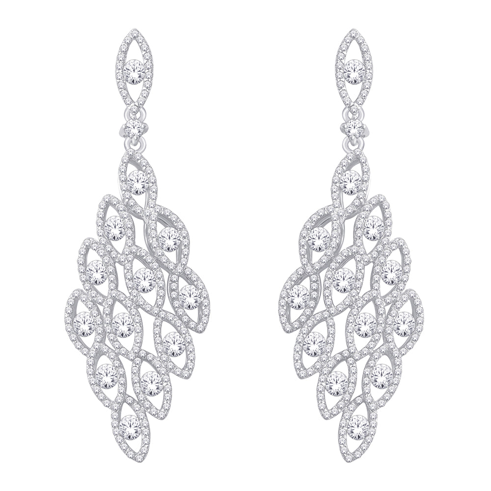 14K White Gold 2 1/6 ct.tw. Diamond Dangle Earrings