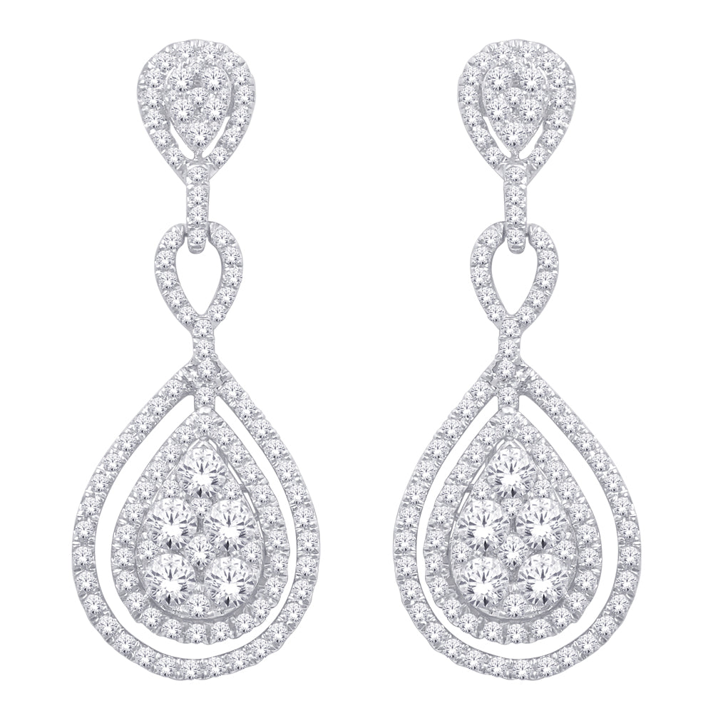 14K White Gold 2 2/5 ct.tw. Diamond Dangle Earrings